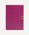 Smythson Soho Croc-embossed Leather Notebook With Slide In Pink