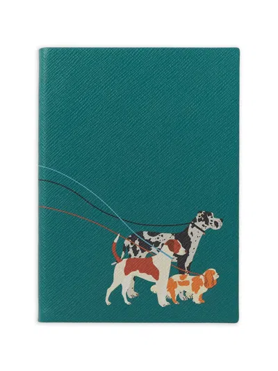 Smythson Soho Dogs Notebook In Green