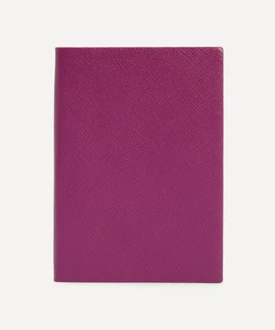 Smythson Soho Leather Notebook In Purple