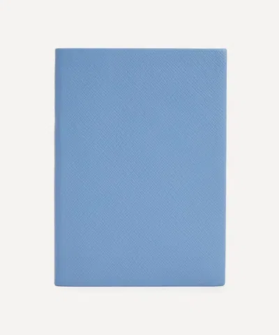 Smythson Soho Leather Notebook In Blue