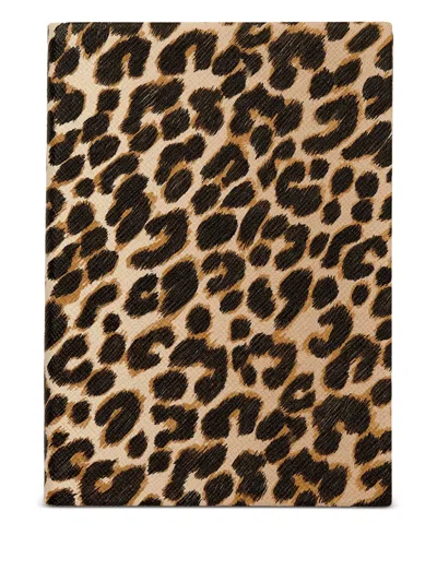 Smythson Soho Leopard-print Notebook In Brown