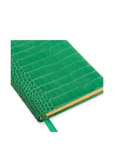Smythson Soho Mara Leather Notebook In 그린