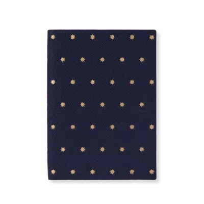 Smythson Soho Notebook In Panama In Stars Navy