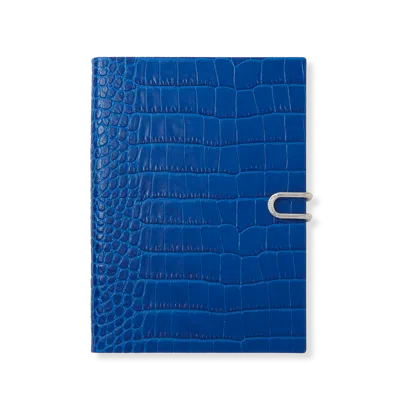 Smythson Soho Notebook With Slide Closure In Mara In Cerulean
