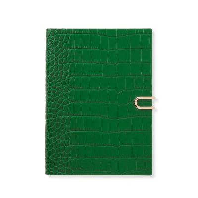 Smythson Soho Notebook With Slide Closure In Mara In Green