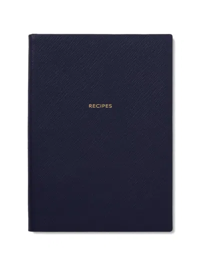Smythson Soho Panama Recipe Journal In Blue