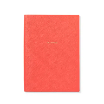 Smythson Soho Planner In Panama In Bright Coral