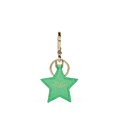 Smythson Star Keyring In Panama In Shamrock