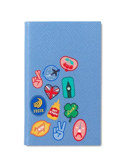 Smythson Stickers Panama Notebook In Blue