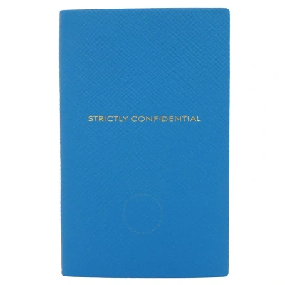 Smythson Strictly Confidential Cross-grain Leather Notebook In Azure In Blue