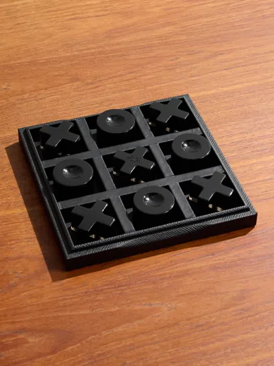 Smythson Textured-leather Noughts And Crosses Set In Black