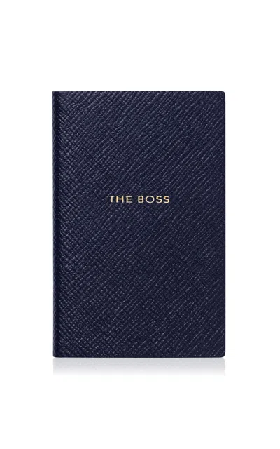 Smythson The Boss Leather Notebook In Blue