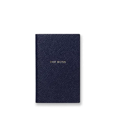 Smythson The Boss Wafer Notebook In Panama In Navy