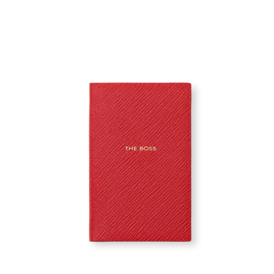 Smythson The Boss Wafer Notebook In Panama In Scarlet Red