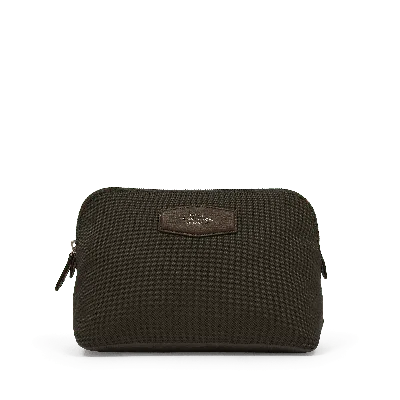 Smythson Travel Pouch In Norton Canvas In Dark Moss