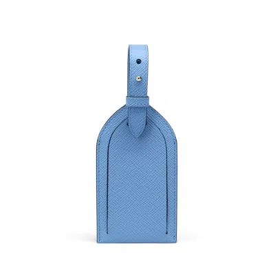 Smythson Luggage Tag In Panama In Nile Blue