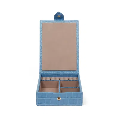 Smythson Travel Tray Jewelry Box In Mara In Nile Blue