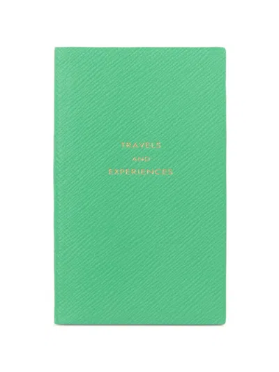Smythson Travels And Experiences Panama-leather Notebook In Green