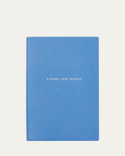 Smythson Tying The Knot Panama Leather Notebook In Blue