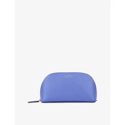 Smythson Ultra Violet Panama Leather Cosmetics Case In Purple