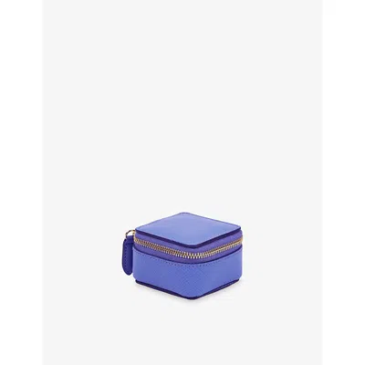 Smythson Panama Leopard Small Leather Trinket Case In Purple