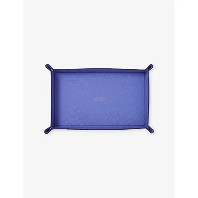 Smythson Ultra Violet Panama Small Rectangular Trinket Tray In Purple
