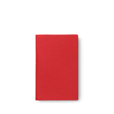 Smythson Wafer Notebook In Panama In Scarlet Red