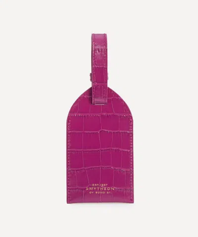 Smythson Women's Mara Croc-embossed Leather Luggage Tag In Pink
