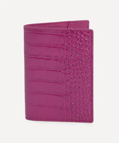 Smythson Women's Mara Croc-embossed Leather Passport Cover In Pink