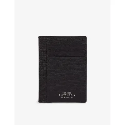 Smythson Large Flat Card Holder In Panama In Black