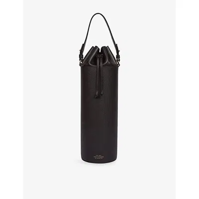 Smythson Womens Black Panama Logo-embossed Leather Wine Tote