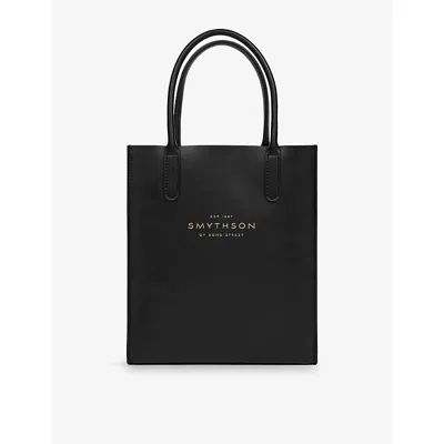 Smythson Womens Black Pavilion Kingly Mini Leather Tote Bag