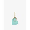 Smythson Womens Bright Aqua Panama Heart Crossgrain Leather Keyring In Bright Aqua