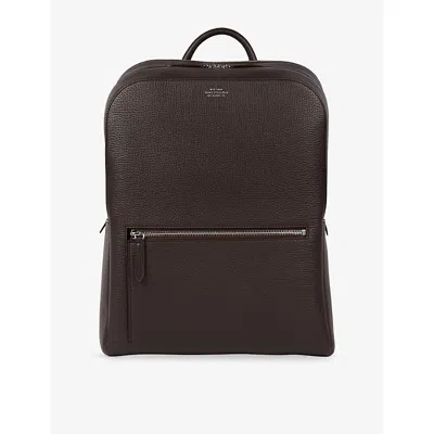 Smythson Womens Dark Brown Ludlow Zip-around Leather Backpack