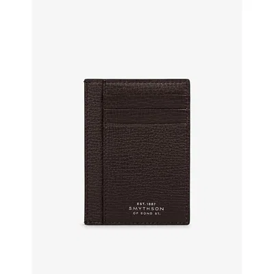 Smythson Womens Dark Brown Panama Large Leather Card Holder