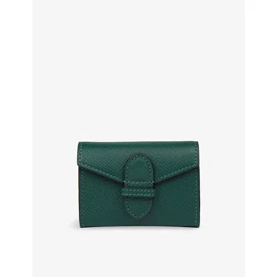 Smythson Womens Forest Green Single Play Leather Playing Card Case