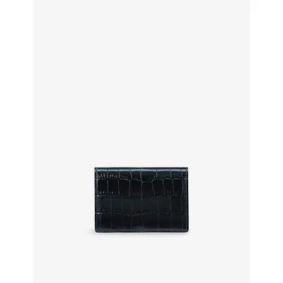Smythson Womens Navy Mara Folded Leather Card Case In Blue