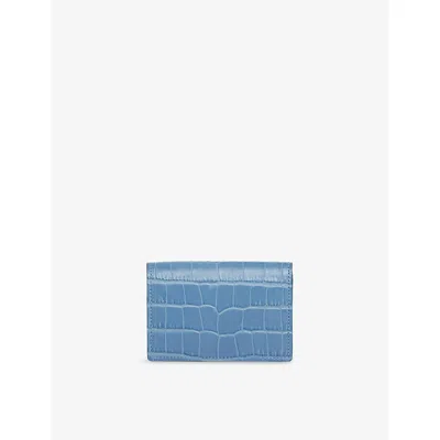 Smythson Womens Nile Blue Mara Folded Leather Card Case