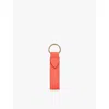 Smythson Womens Bright Coral Panama Grained Leather Keyring