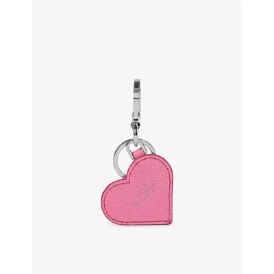 Smythson Womens Panama Heart Leather Keyring