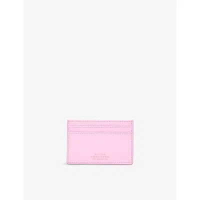 Smythson Womens Pearl Pink Flat Leather Card Holder
