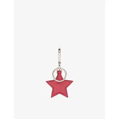 Smythson Womens Panama Star Leather Keyring Raspberry In Pink