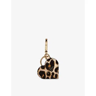 Smythson Womens Sandstone Panama Heart Leather Keyring In Gold