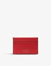 Smythson Panama Leather Card Holder In Scarlet Red