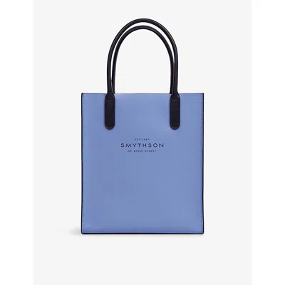 Smythson Womens  Blue Pavilion Kingly Mini Leather Tote Bag