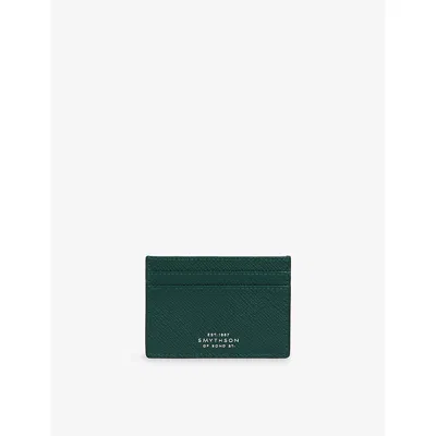 Smythson Womens Forest Green Flat Leather Card Holder
