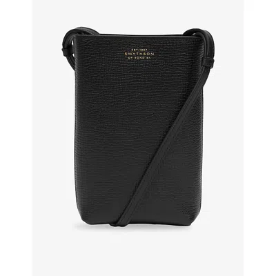 Smythson Womens Black Ludlow Branded Leather Cross-body Pouch