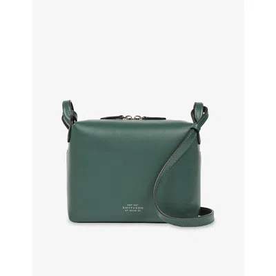 Smythson Womens Pine Milton Branded Leather Cross-body Bag In Green