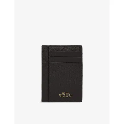 SMYTHSON WOMENS BLACK PANAMA LEATHER CARD HOLDER