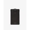 Smythson Womens Panama Leather Phone Sleeve Black